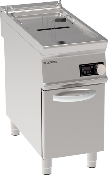 Freestanding 21LT Electric Fryer Electronic Control, On Closed Cabinet With In Tank Rotating Heating Elements-Equipped With Basket, Lid And One Oil Draining Tank With Filter