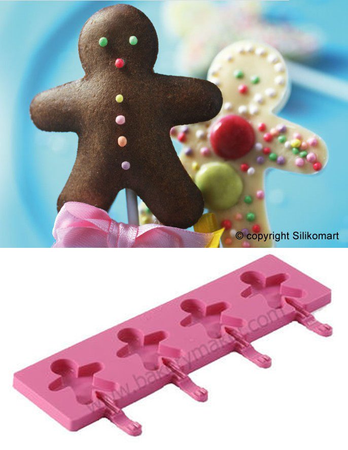 พิมพ์ซิลิโคน Gingerbread man Lollipop