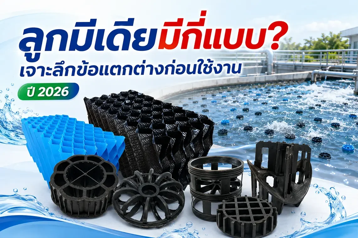 ลูกมีเดีย (ไบโอมีเดีย) หลากหลายรูปแบบสำหรับระบบบำบัดน้ำเสียโรงงาน