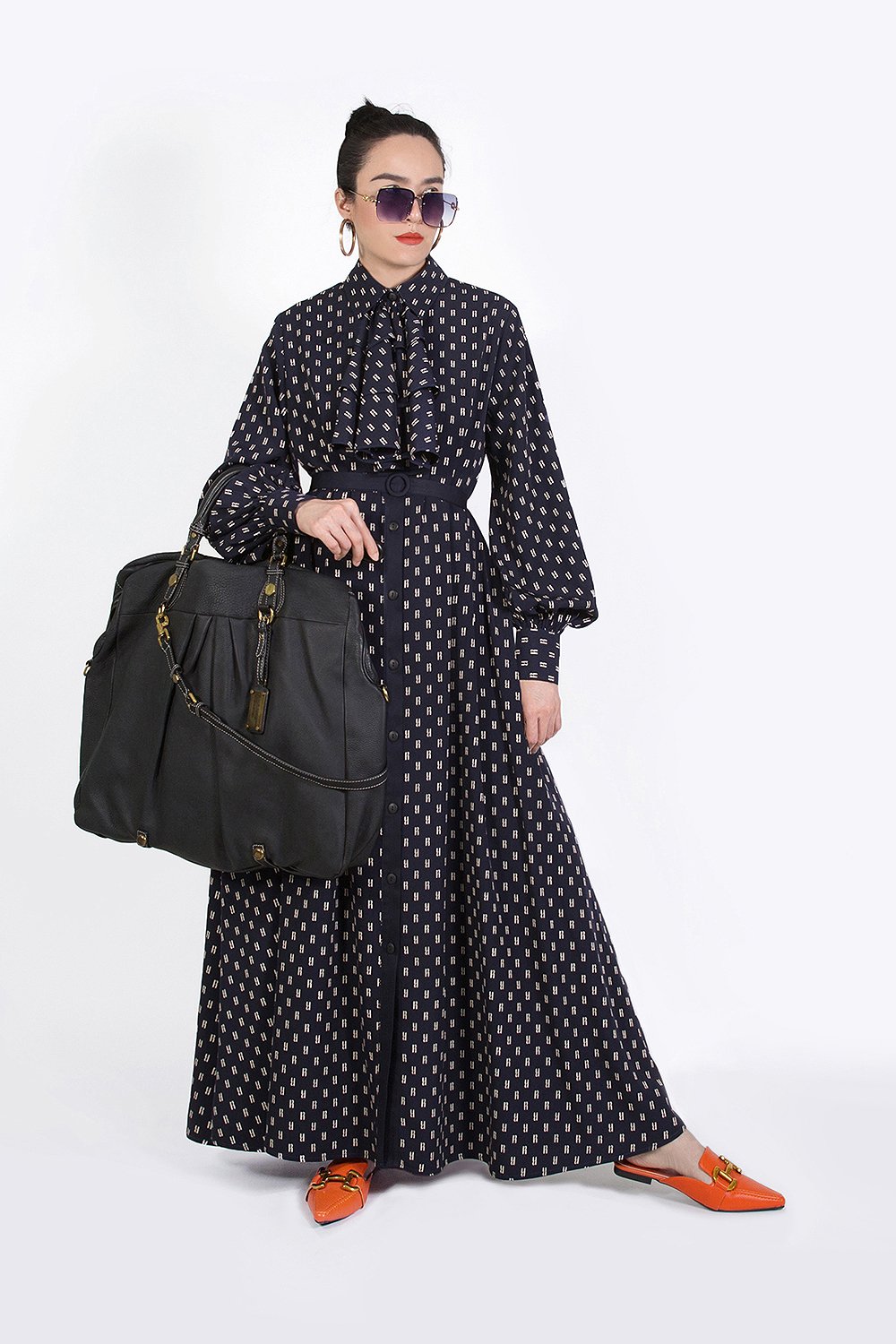 Matilda Maxi Shirt Dress (with Victorian Ruffle Collar & Belt)  by WLS ชุดแม็กซี่เดรสคอปกระบายวิคตอเรียน