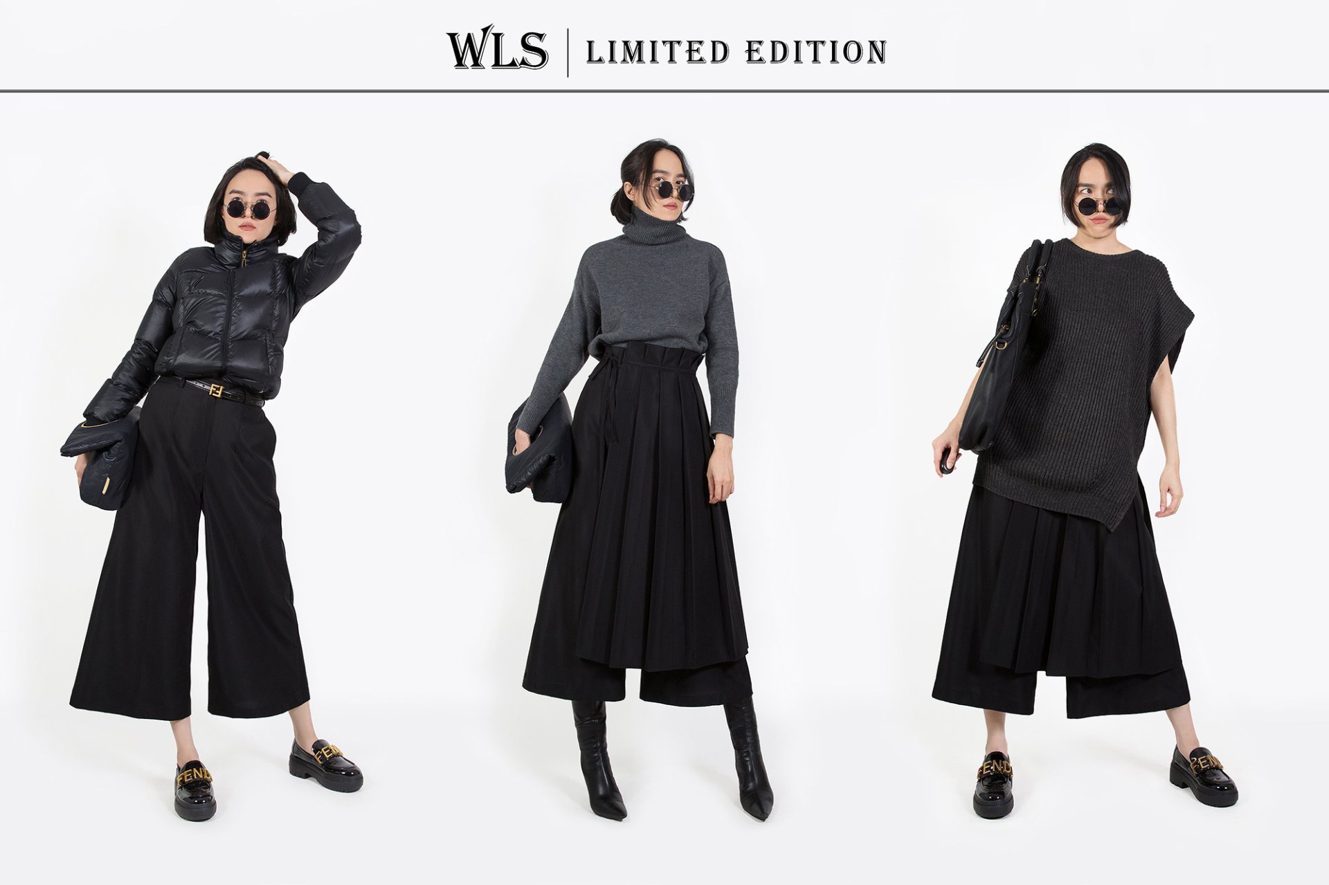 กางเกงคูลอต  กางเกง Culottes กับกระโปรงพลีท 