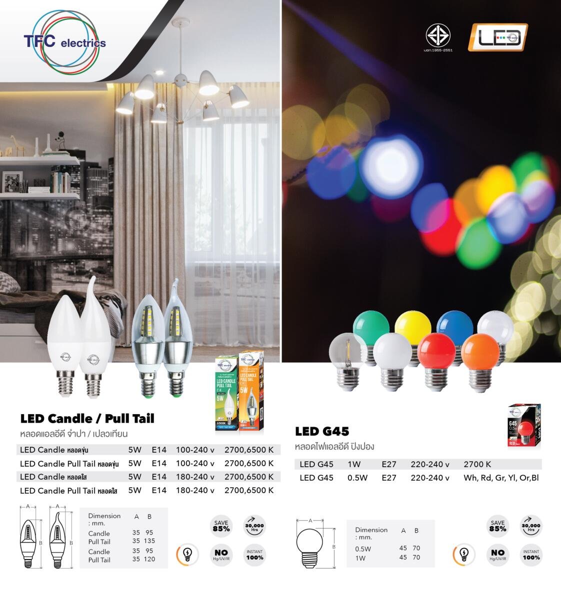 แคตตาล็อก TFC แสงสว่าง หลอดไฟ LED หลอดศาลเจ้า โคมตะแกรง