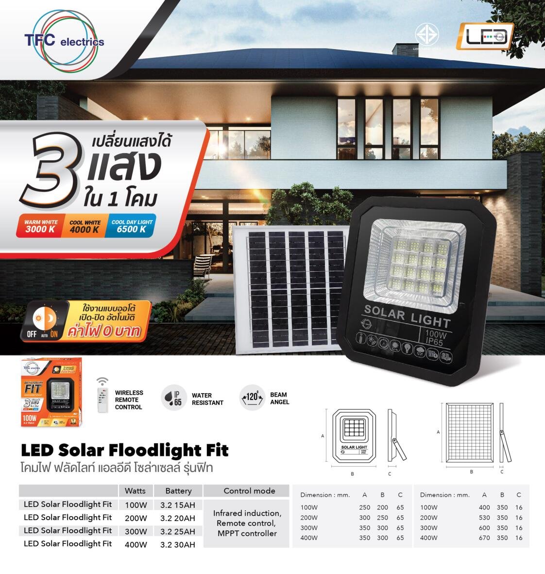 แคตตาล็อก TFC แสงสว่าง โคมโซลาร์เซลล์ โคมไฟสนาม โคมไฟหัวเสา โคมไฟถนน