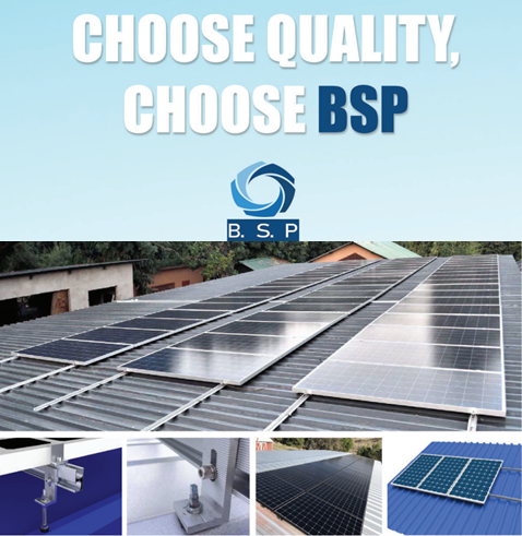 โครงยึดแผงโซล่าเซลล์ ยี่ห้อ BSP สำหรับ Solar Rooftop