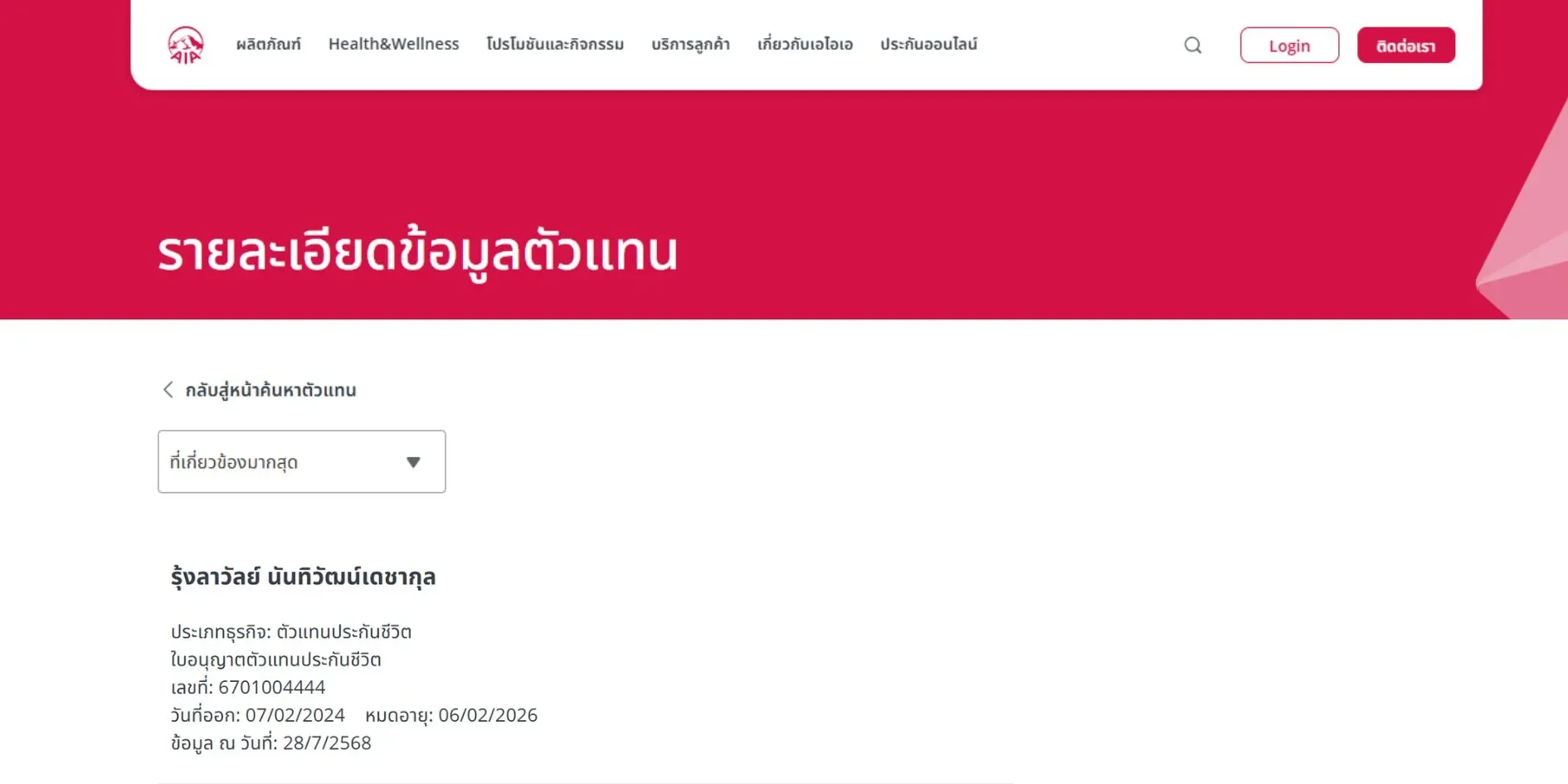 รุ้งลาวัลย์-ตัวแทนประกันชีวิต-AIA-FA-MDRT-2026