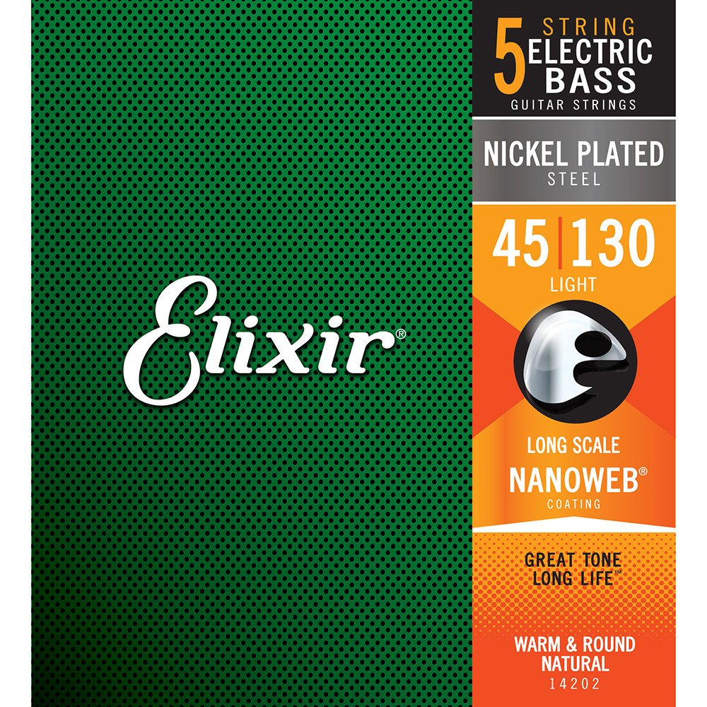 Elixir Nickel Plated Bass Strings Nanoweb 5-String 45-130