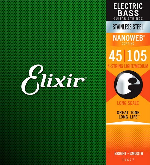 Elixir Stainless Steel Bass Strings Nanoweb 4-String 45-105