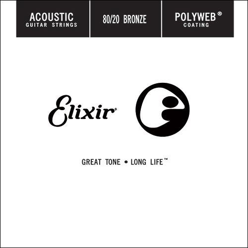 Elixir Acoustic 80/20 Bronze Polyweb Single Guitar Strings