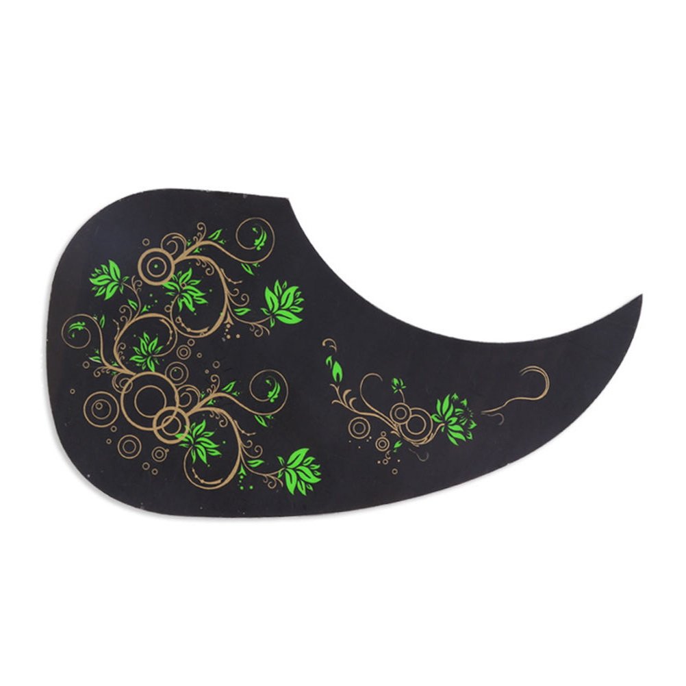 Acoustic Pickguard - Black with green flower