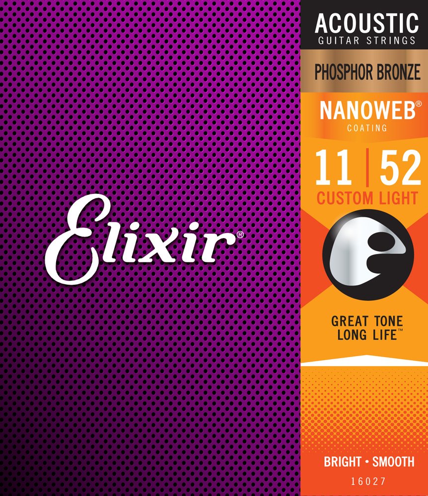 Elixir Phosphor Bronze Nanoweb Anti-rust Custom light 11-52