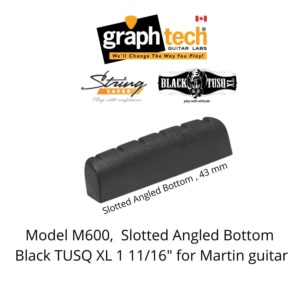 Black TUSQ Nut PT-M600 Slotted Angled Bottom 1 11/16", 43 mm. for Martin Guitar
