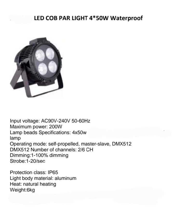Par LED COB 4x50w Warm/Daylight  กันน้ำ IP65