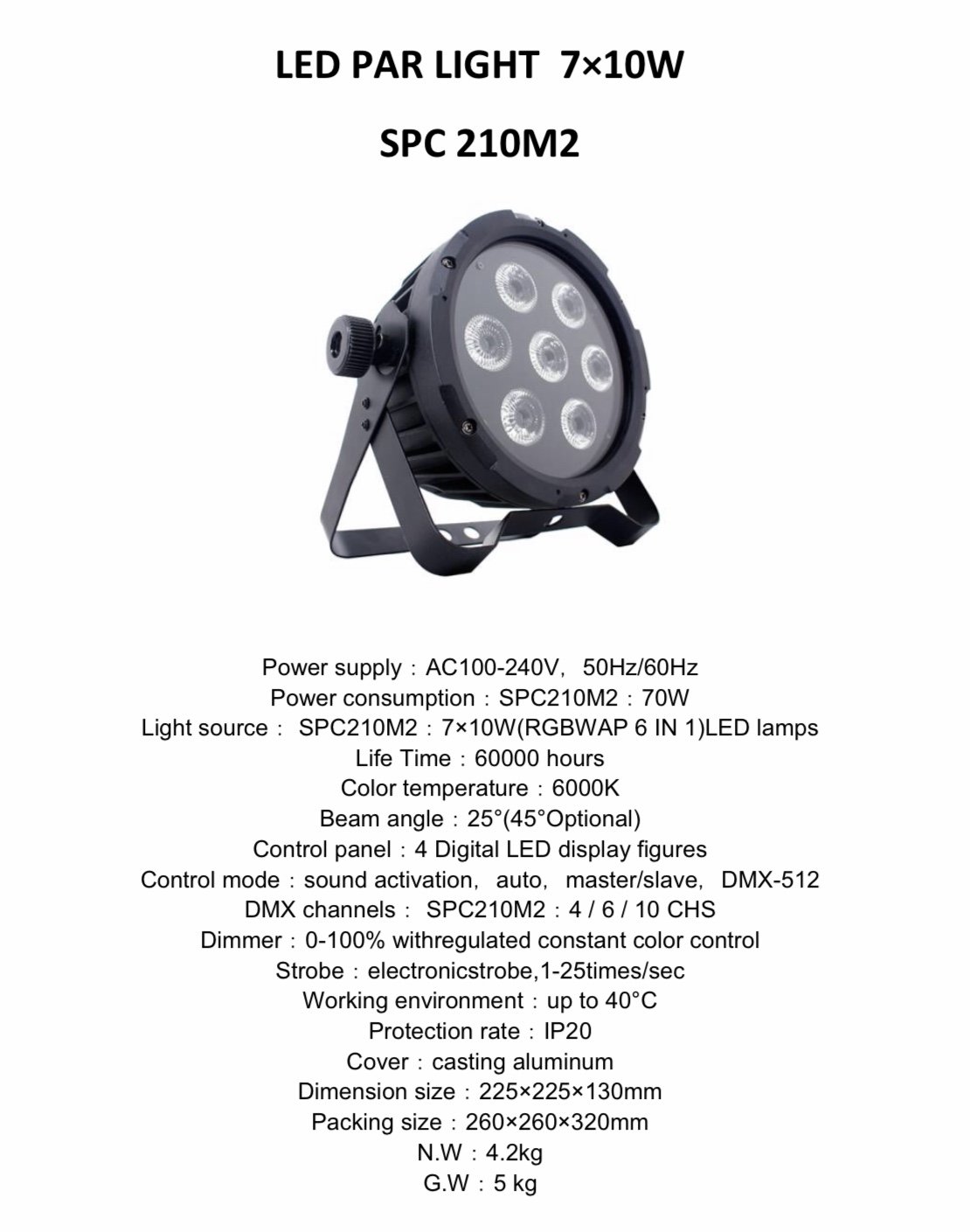 PAR LED SPC 210 M2 (7x10w)