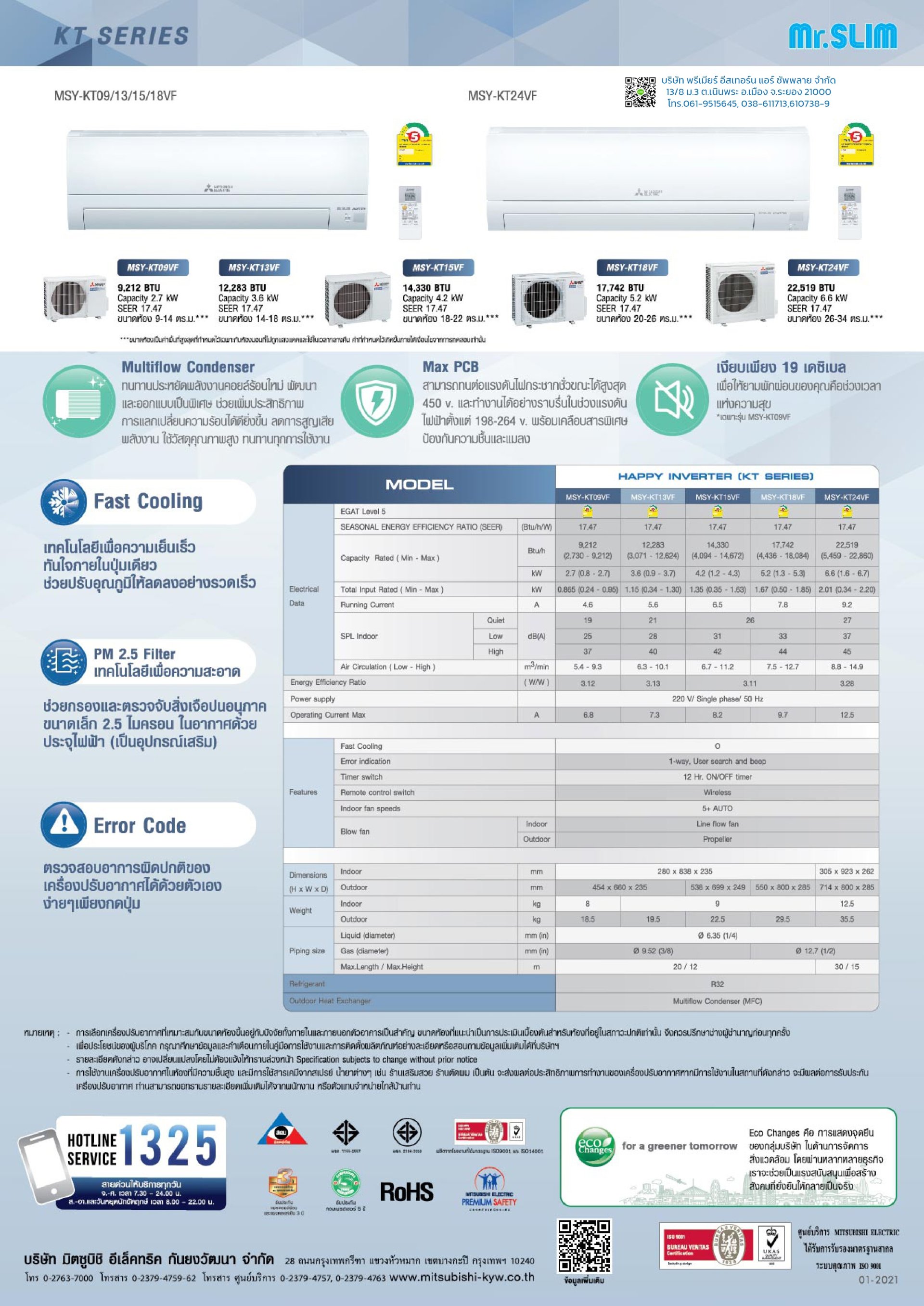 KTSeries Catalog โบรชัวร์แอร์ MITSUBISHI ELECTRIC Mr.Slim ติดผนัง