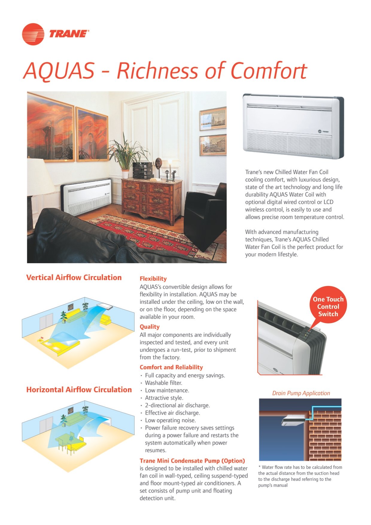 Catalog โบรชัวร์แอร์ TRANE คอยล์น้ำเย็น Chilled Water Fan Coil แบบแขวน