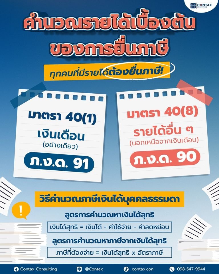 คำนวณรายได้เบื้องต้นของการยื่นภาษีแบบง่ายๆ