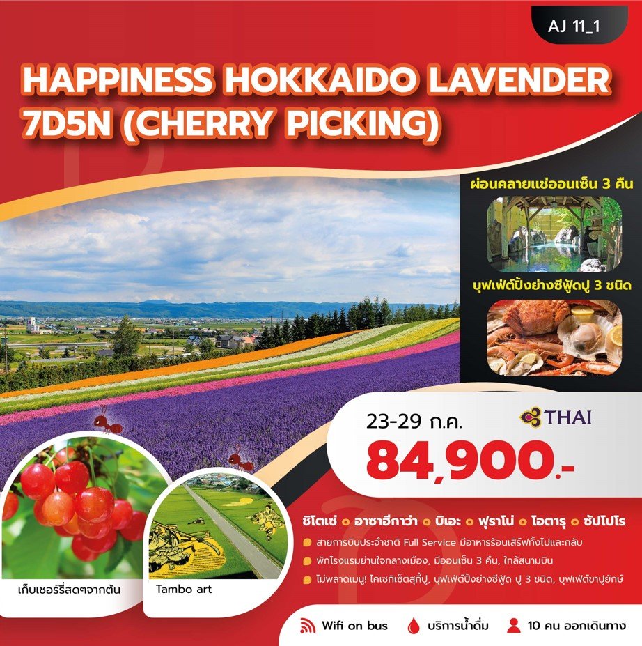 HAPPINESS HOKKAIDO LAVENDER 7 วัน 5 คืน - TG