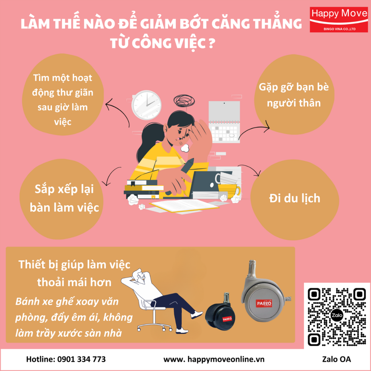 LÀM THẾ NÀO ĐỂ GIẢM BỚT CĂNG THẲNG  TỪ CÔNG VIỆC ?