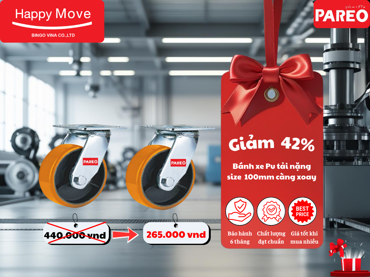 Khuyến mãi đặc biệt tháng 8 - Giảm đến 50% bánh xe tải công nghiệp từ Happymove