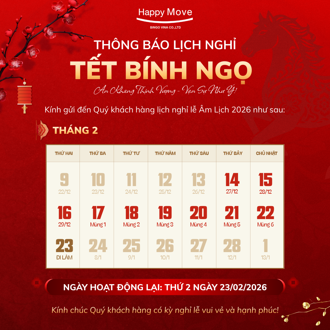 BINGO VINA THÔNG BÁO LỊCH NGHỈ TẾT ÂM LỊCH 2026