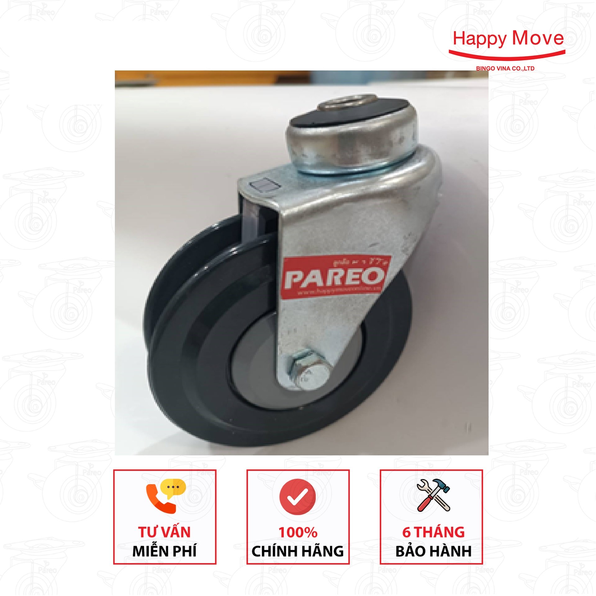 Bánh xe đẩy siêu thị 1 rãnh dành cho thang cuốn 100-125mm - Pareo