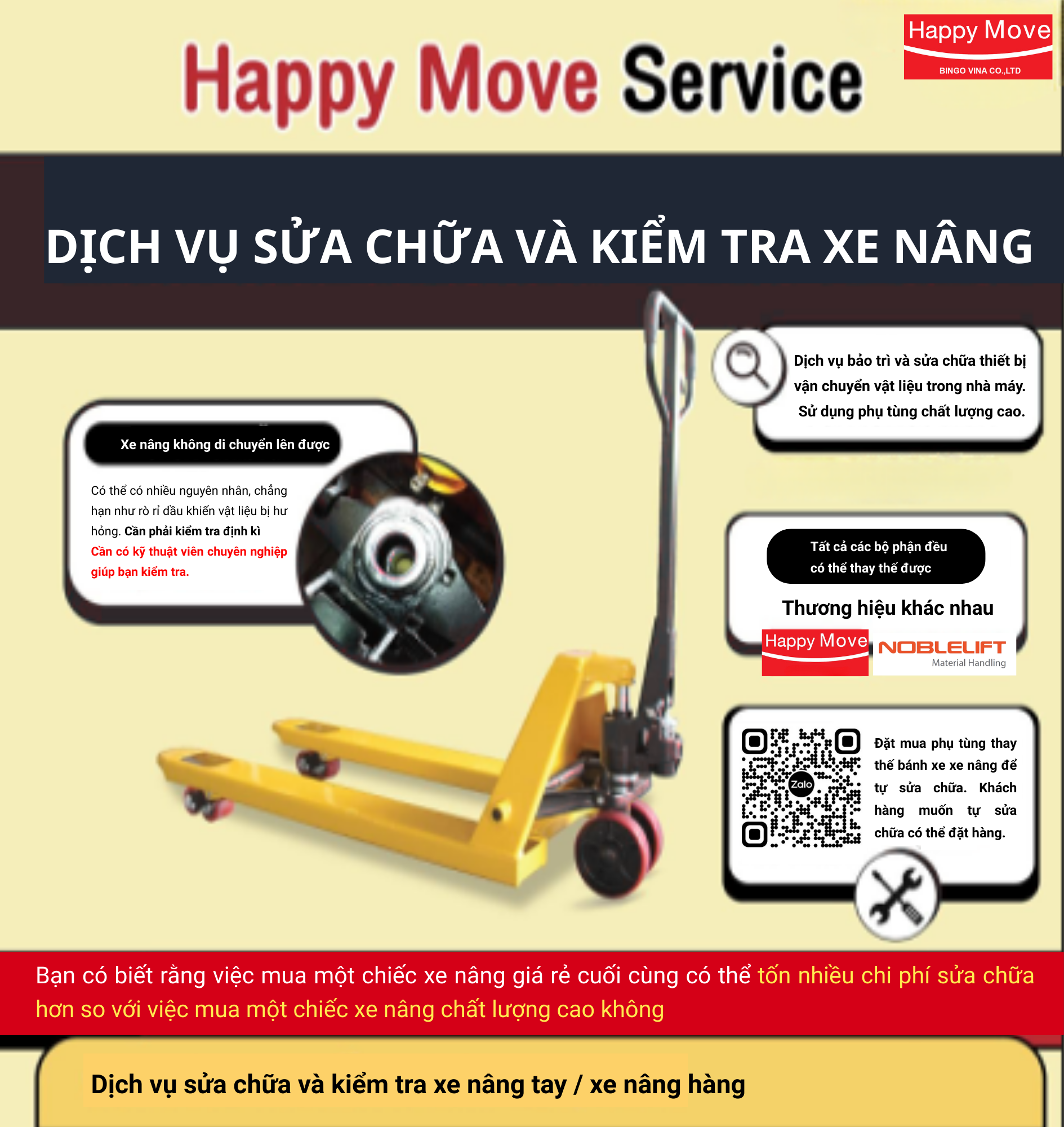 Dịch vụ bảo trì và sửa chữa xe nâng tay - Happy Move