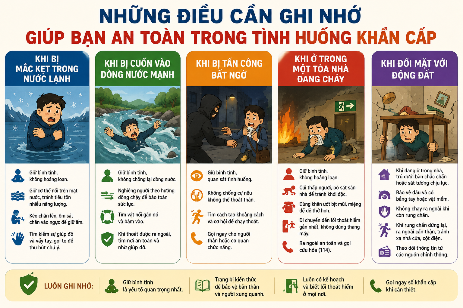 Những điều cần ghi nhớ giúp bạn an toàn trong tình huống khẩn cấp