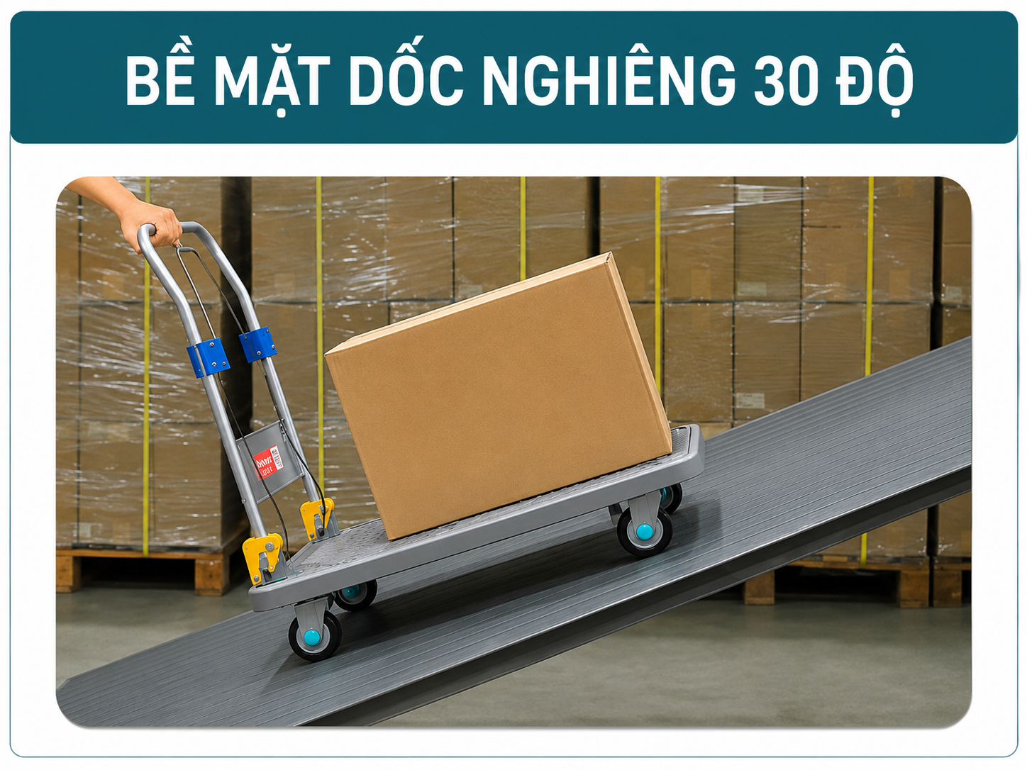 Xe đẩy nên sử dụng loại bánh xe và hệ thống phanh nào để có thể đẩy lên dốc cao?