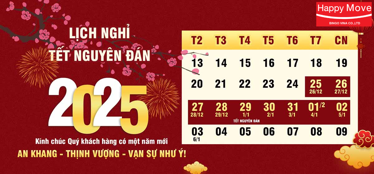 BINGO VINA THÔNG BÁO LỊCH NGHỈ TẾT NGUYÊN ĐÁN 2025