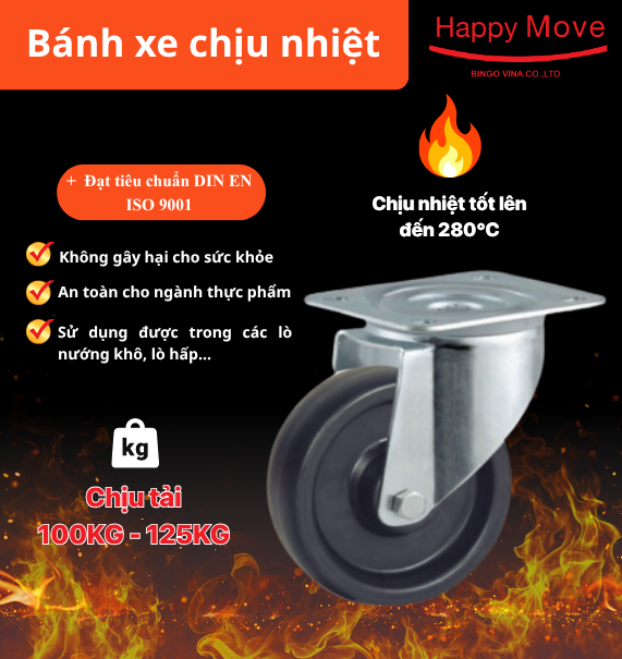 Bánh xe chịu nhiệt - Giải pháp cho các ngành công nghiệp đòi hỏi độ bền cao