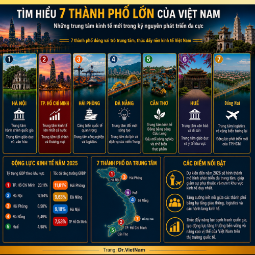 TÌM HIỂU VỀ 7 THÀNH PHỐ LỚN CỦA VIỆT NAM