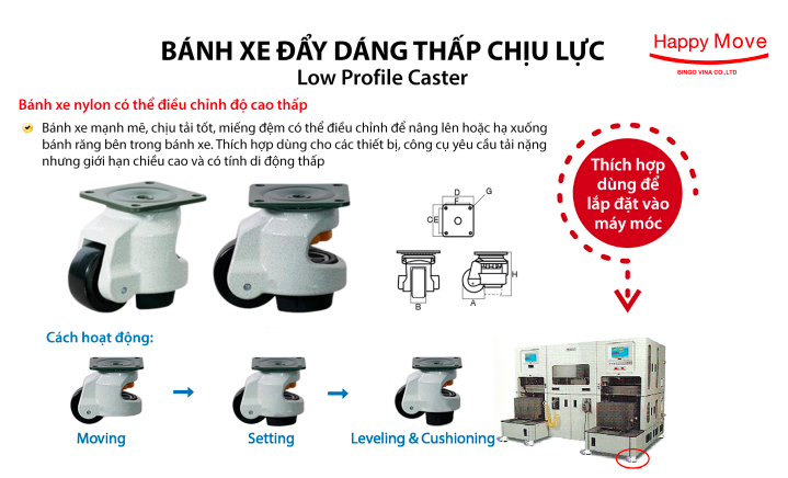 Bánh xe điều chỉnh độ cao thấp