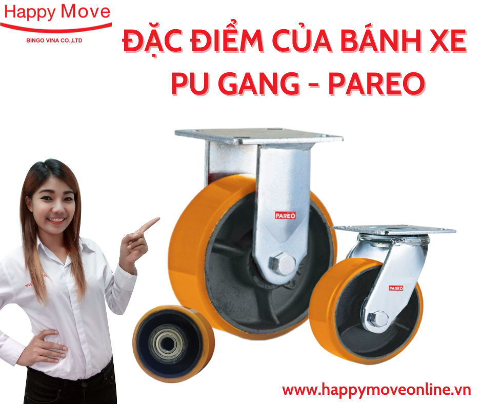 ĐẶC ĐIỂM CỦA BÁNH XE PU GANG TẢI NẶNG 100MM PAREO