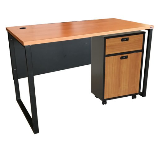 โต๊ะทำงานโล่ง ขาเหล็ก ขนาด 160 ซม + ตู้เอกสาร