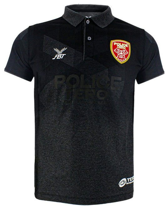 2022 - 23 Police Tero Authentic Thailand Football Soccer League Polo Shirt Black - Player Edition