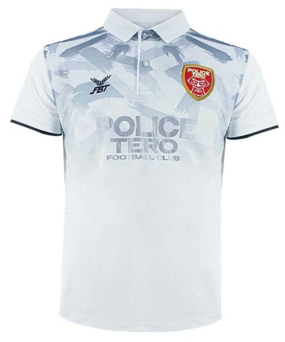 2022 - 23 Police Tero Authentic Thailand Football Soccer League Polo Shirt White - Player Edition