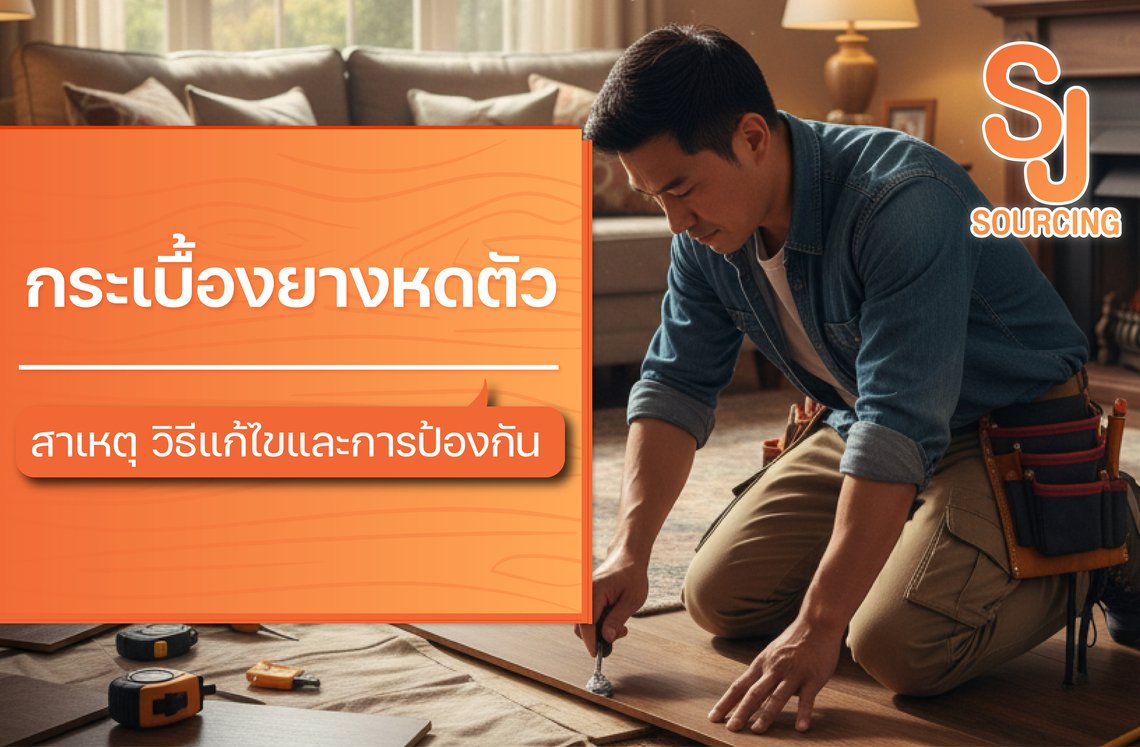 ช่างซ่อมพื้นสาธิตวิธีแก้ปัญหากระเบื้องยางหดตัว