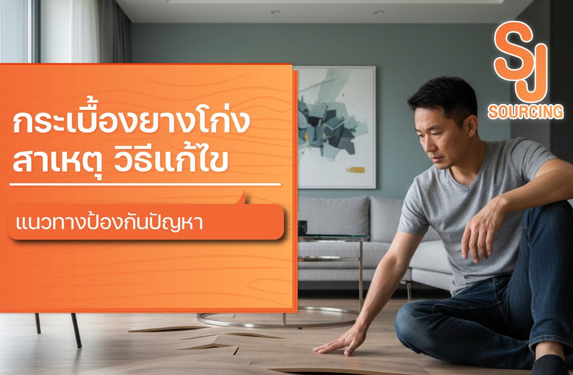 ผู้ชายกำลังตรวจสอบกระเบื้องยางโก่ง สาเหตุ วิธีแก้ไข และแนวทางป้องกันปัญหา