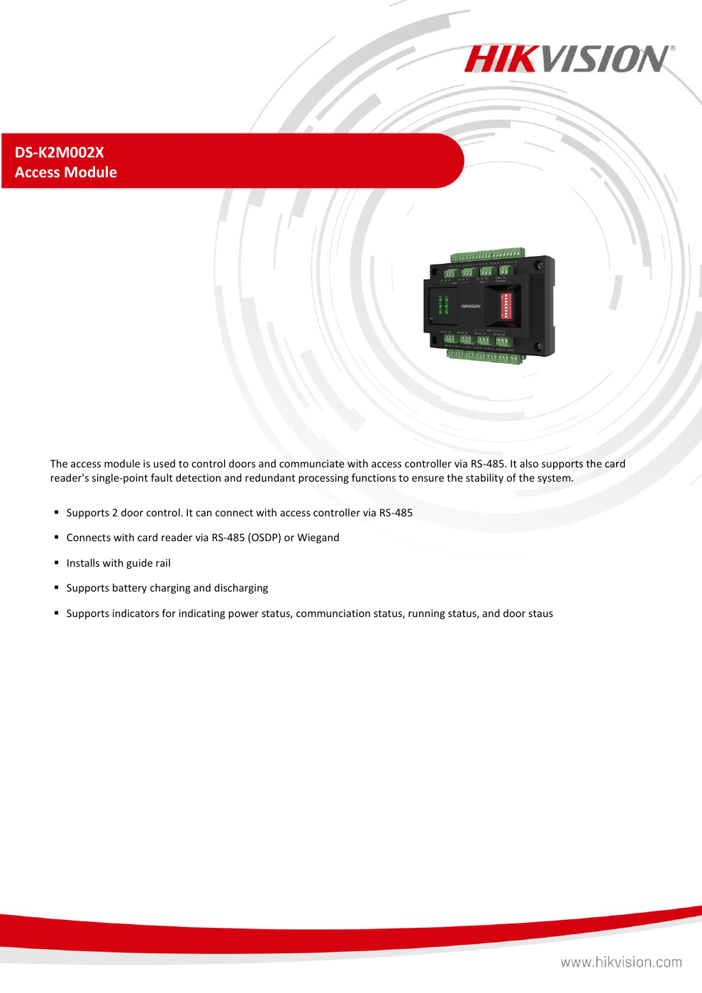 HIKVISION DS-K2M002X สเปกหน้า 1
