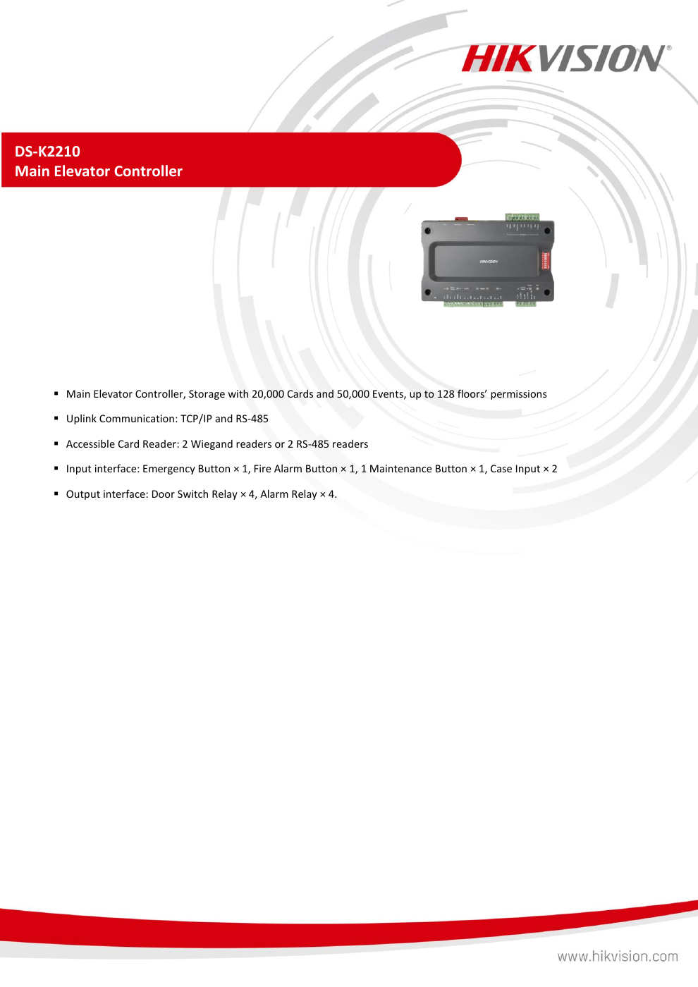 HIKVISION DS-K2210 ข้อมูลสินค้า หน้า 1