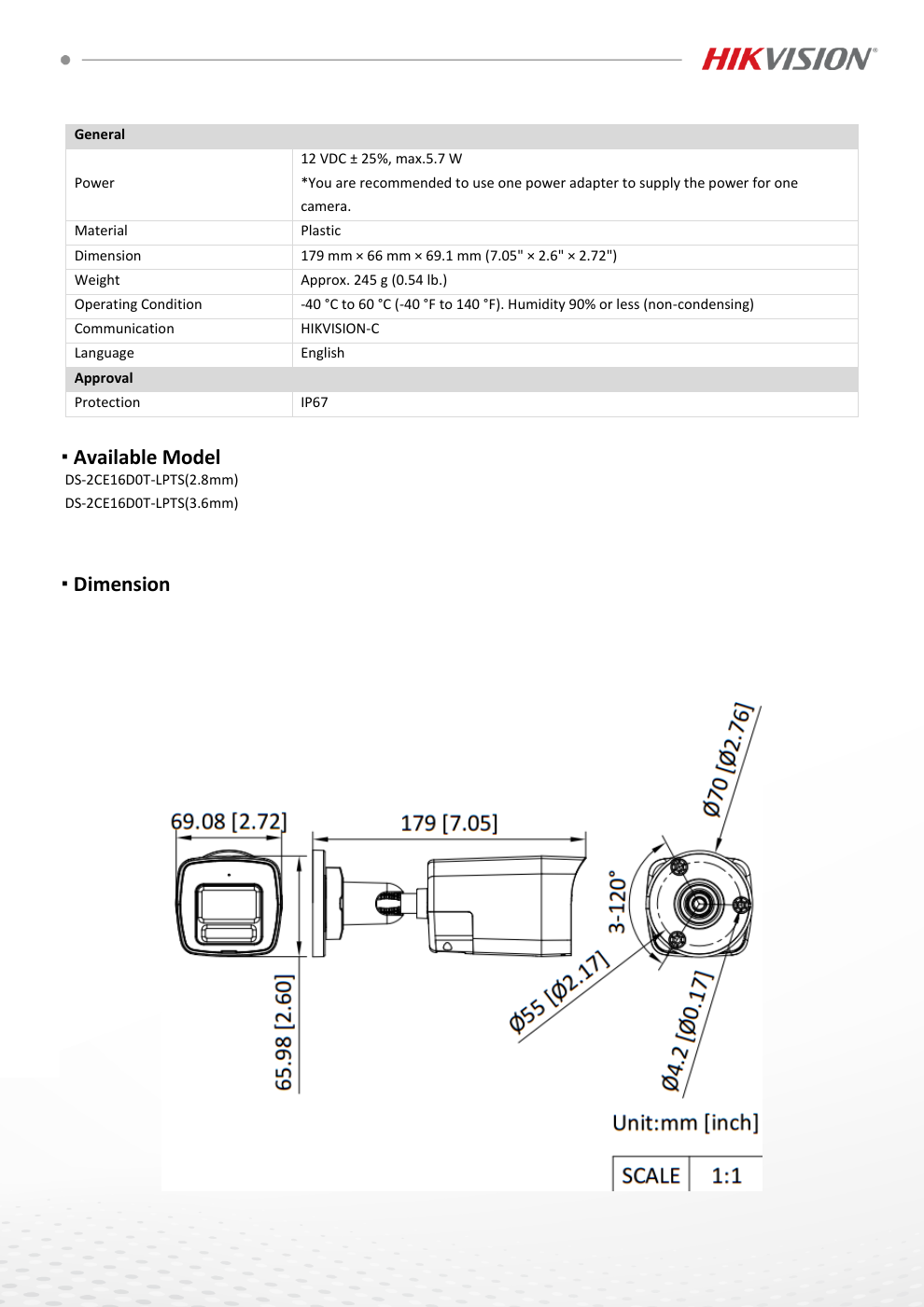 DS-2CE16D0T-LPTS specification page 3