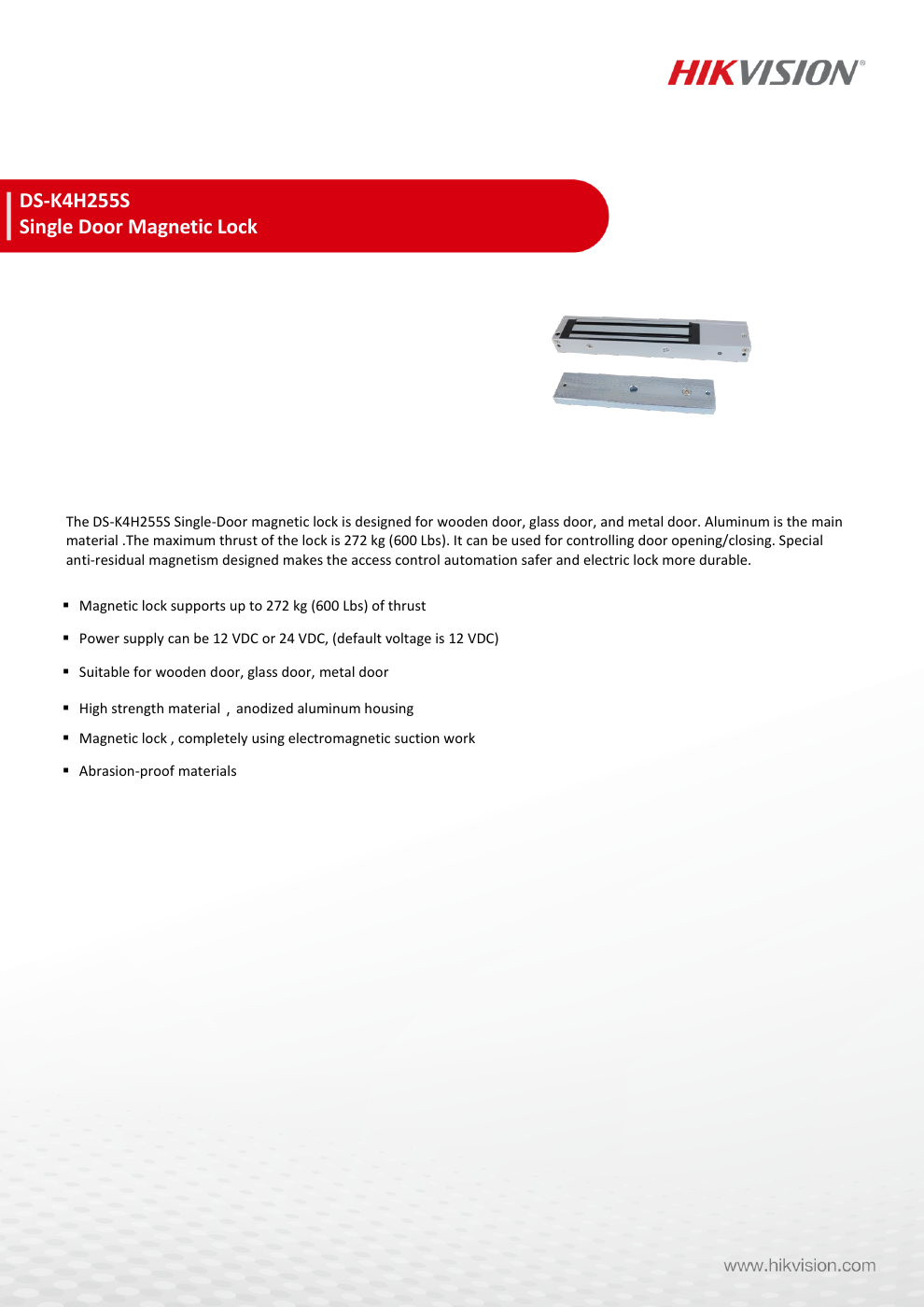 DS-K4H255S specification page 1