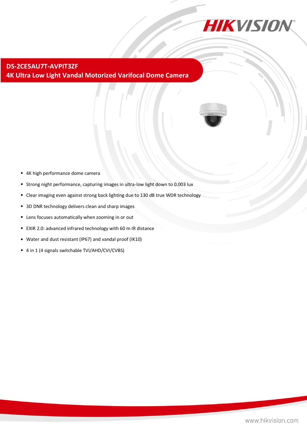 DS-2CE5AU7T-AVPIT3ZF Data Sheet page 1