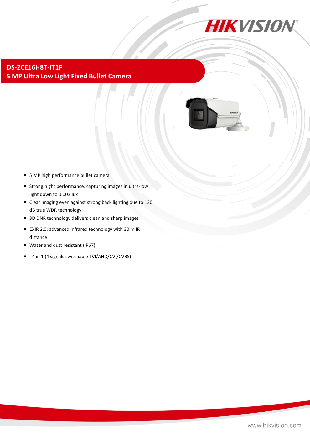 HIKVISION DS-2CE16H8T-IT1F สเปกหน้า 1