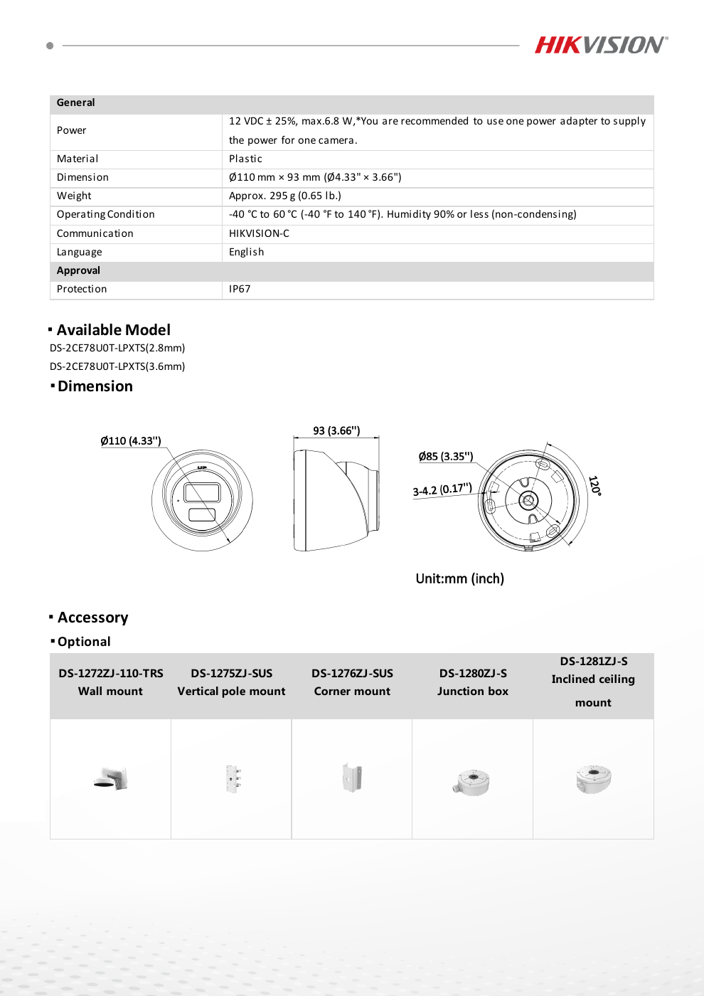 DS-2CE78U0T-LPXTS specification page 3