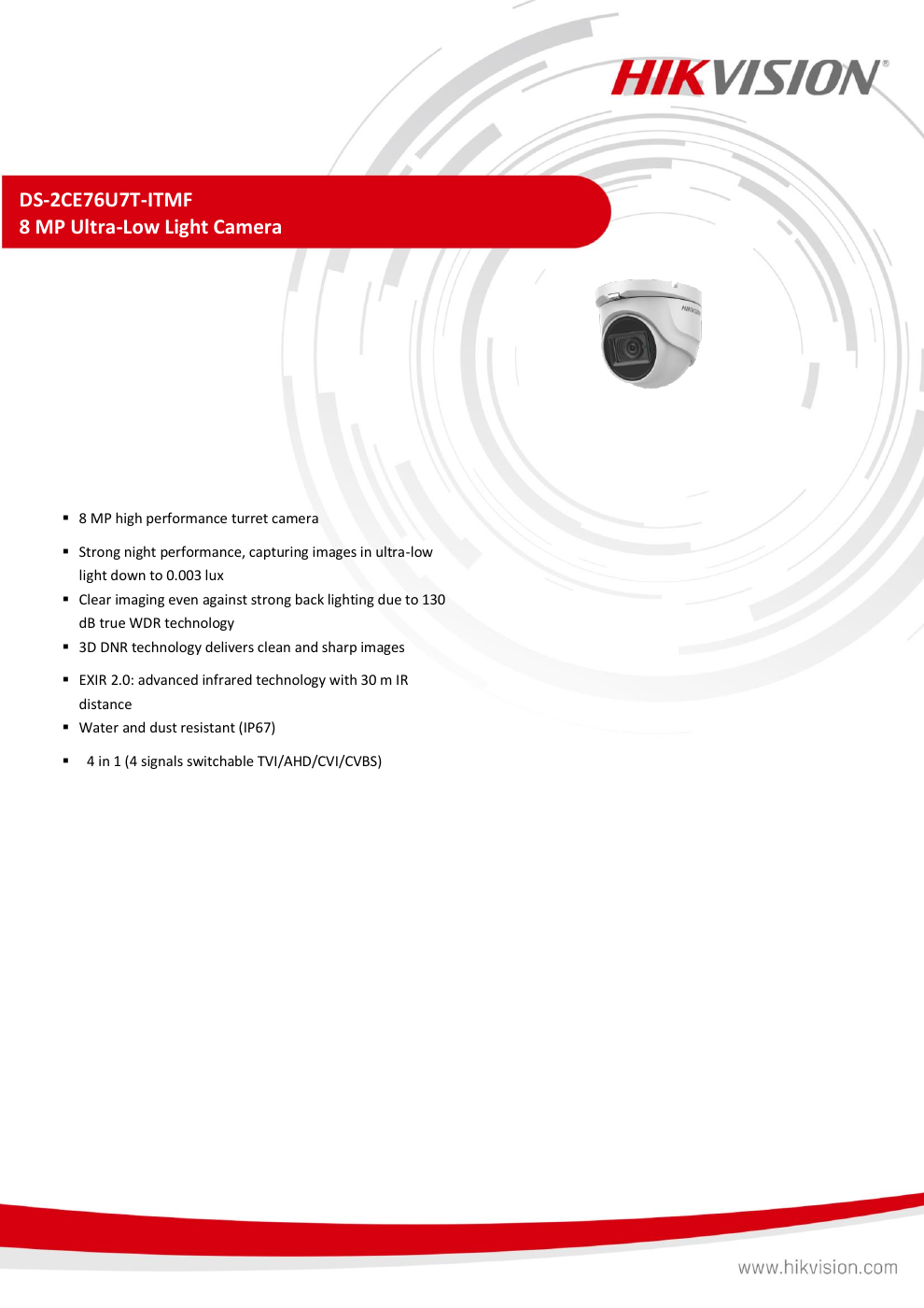 DS-2CE76U7T-ITMF specification page 1