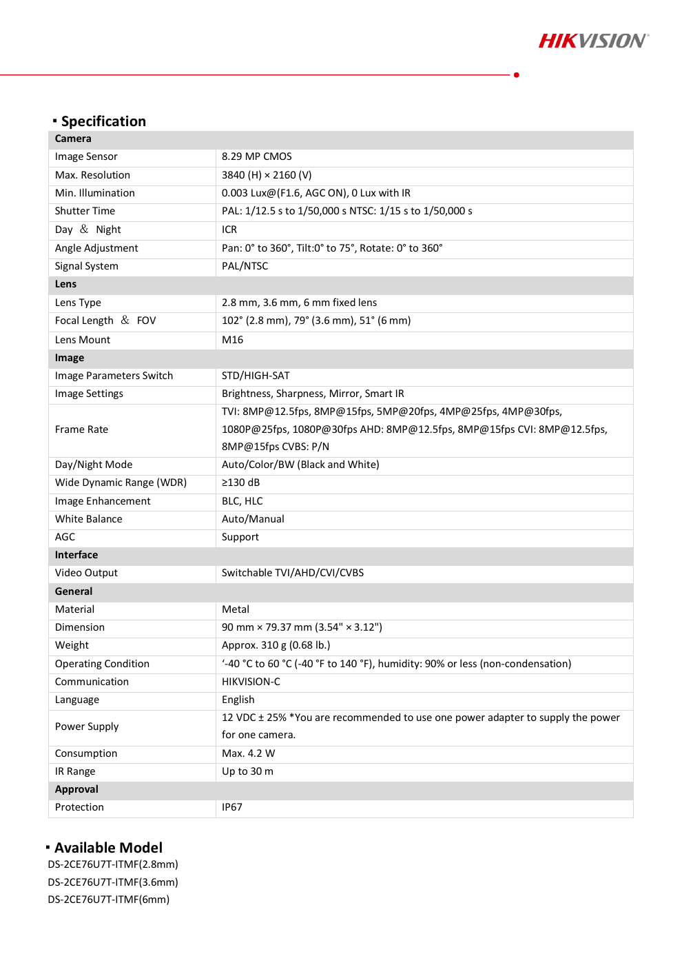 DS-2CE76U7T-ITMF specification page 2