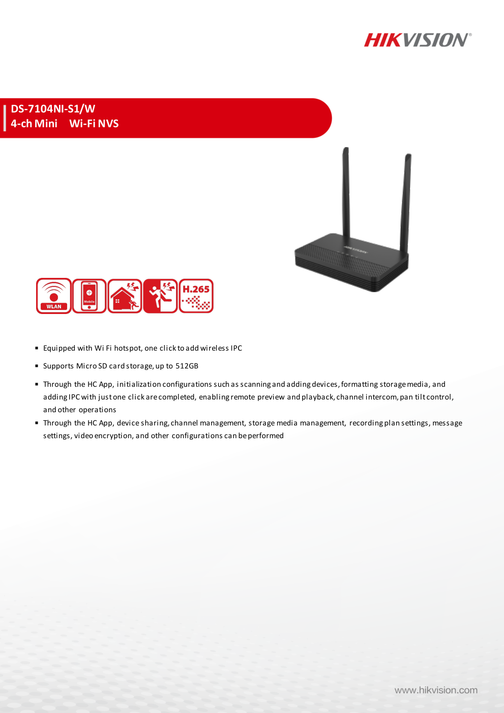 DS-7104NI-S1/W Data Sheet หน้า 1