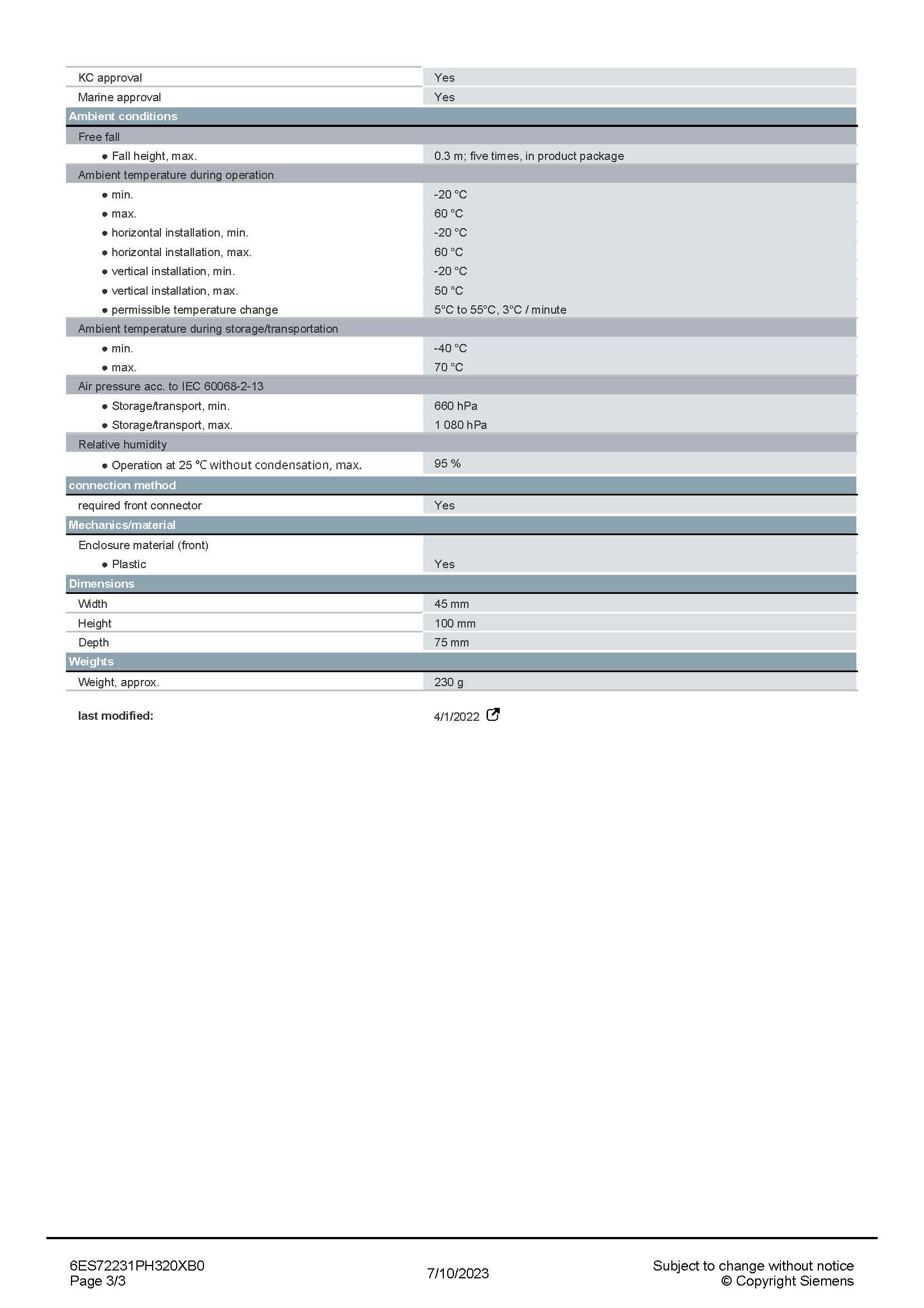 SIEMENS 6ES7223-1PH32-0XB0 Data Sheet page 3
