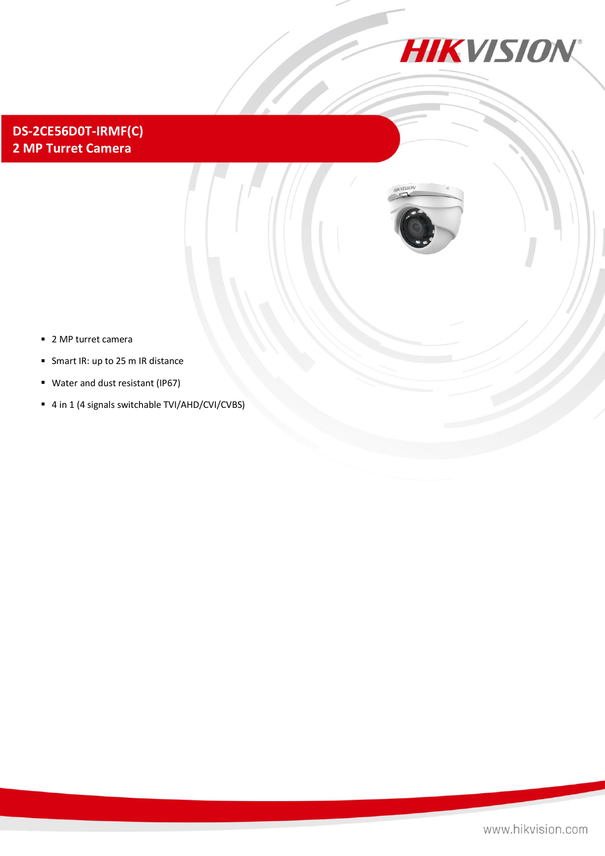 HIKVISION DS-2CE56D0T-IRMF(C) Data Sheet page 1